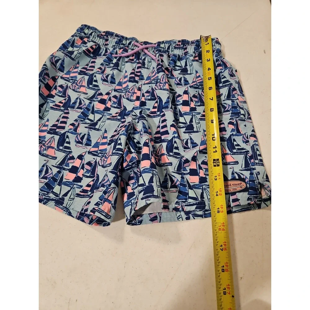 Vineyard Vines Youth sz M Blue Regatta Sailboats Swim Trunks *LINER Cut Out(1883